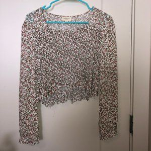 Pink Floral Longsleeve Shirred top